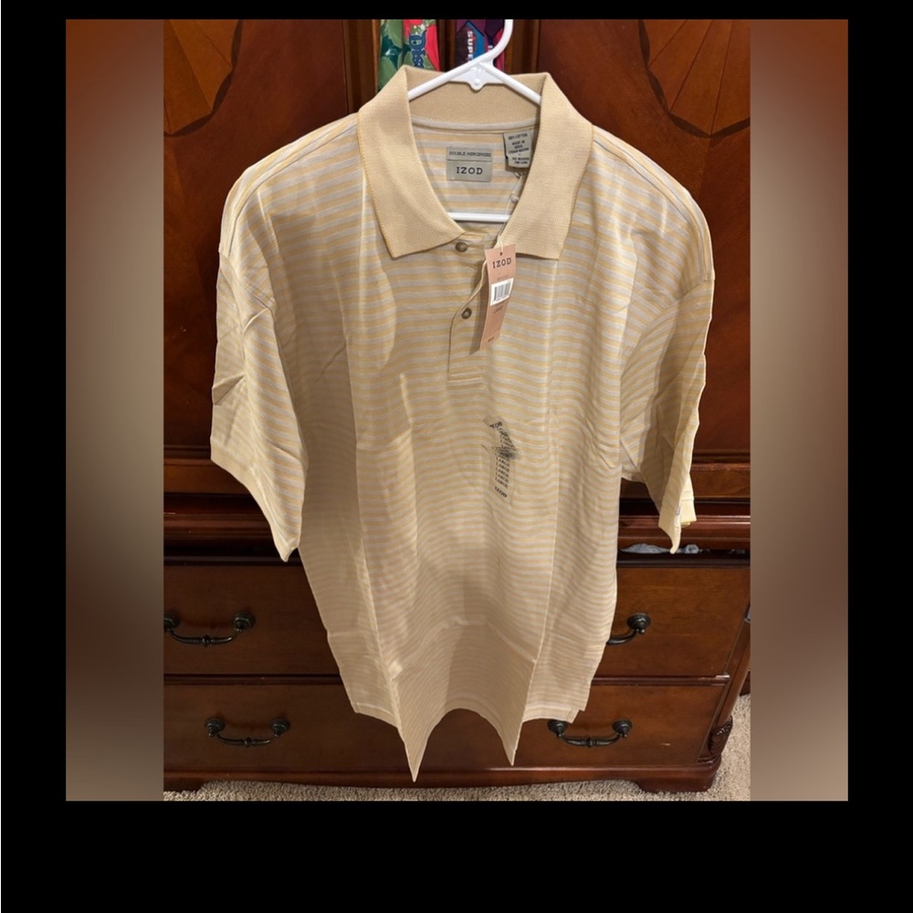 Izod Men's Short-Sleeve Striped Polo — Yellow & White